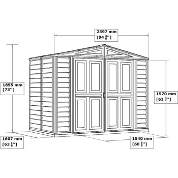 DURAMATE-III-8X6 CASETA PVC DURAMAX 240CM X 160CM INCLUYE ESTRUCTURA SUELO 2CM M1J